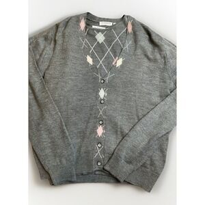 Argyle Twin set 90s Y2K Academia Preppy Liz Claiborne Womens Sm Med Vtg Wool